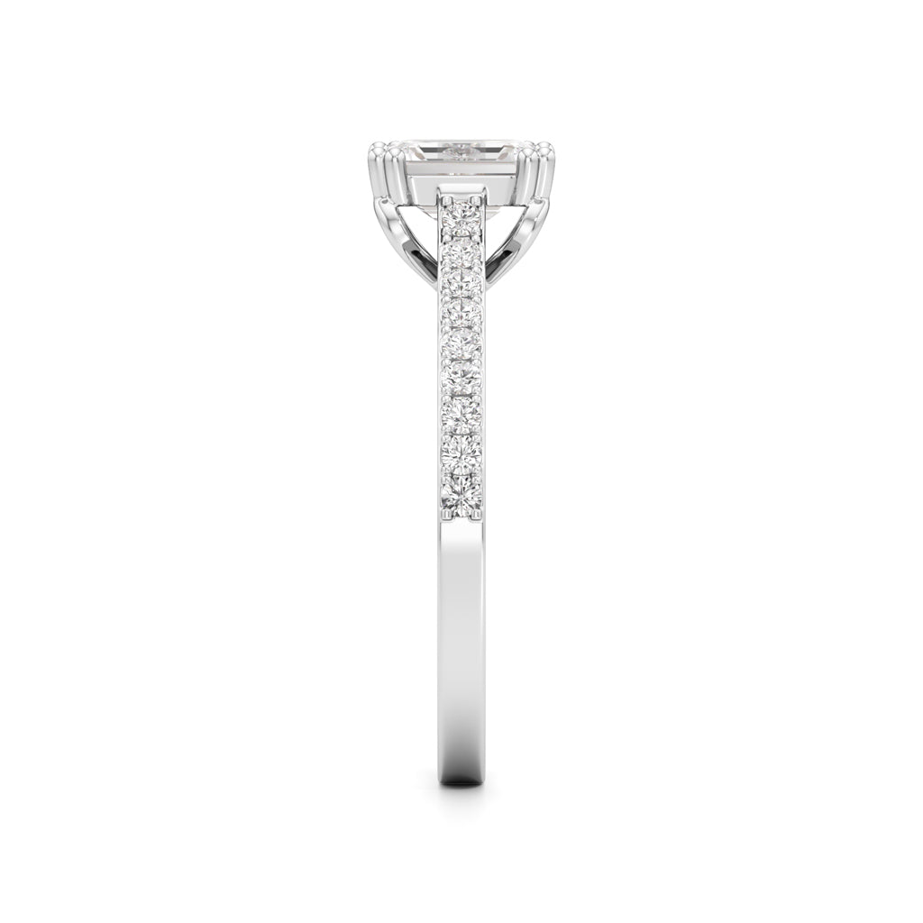 1Ct Emeralde Shape Engagement Collection Side Stone