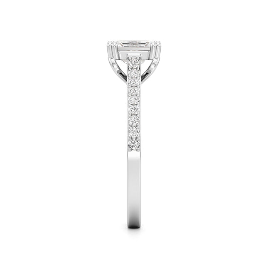 1Ct Emeralde Shape Engagement Collection Side Stone