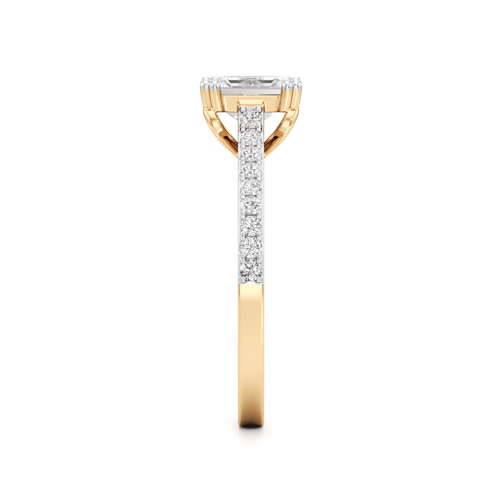 1Ct Emeralde Shape Engagement Collection Side Stone