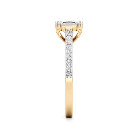 1Ct Emeralde Shape Engagement Collection Side Stone