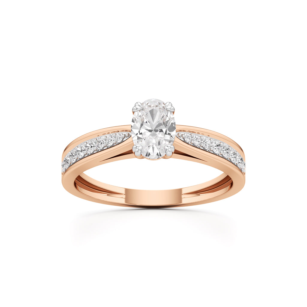 0.5Ct Oval Shape Office Wear Side Stone