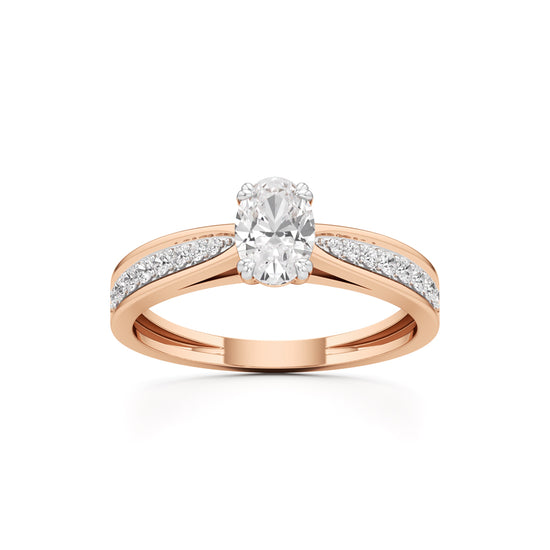 0.5Ct Oval Shape Office Wear Side Stone