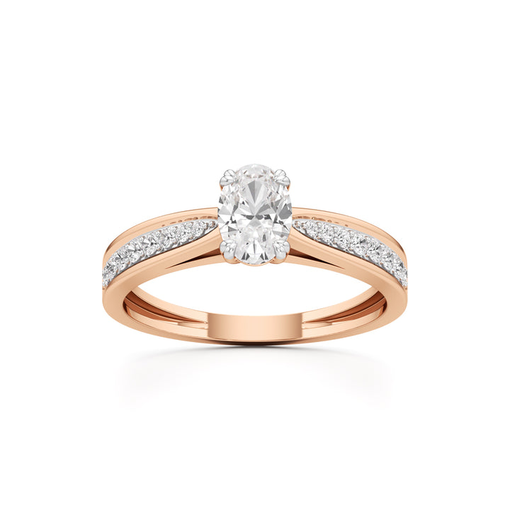 0.5Ct Oval Shape Office Wear Side Stone