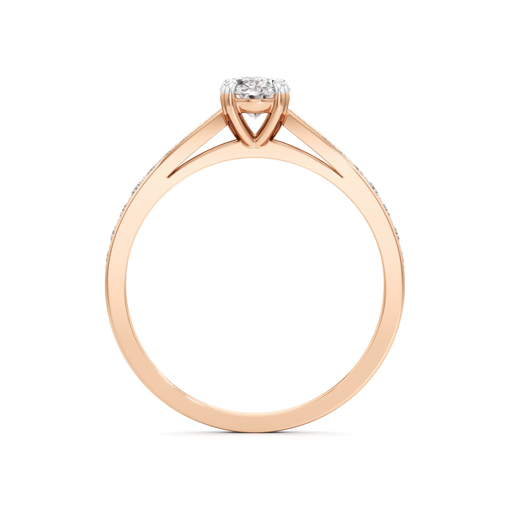 0.5Ct Oval Shape Office Wear Side Stone
