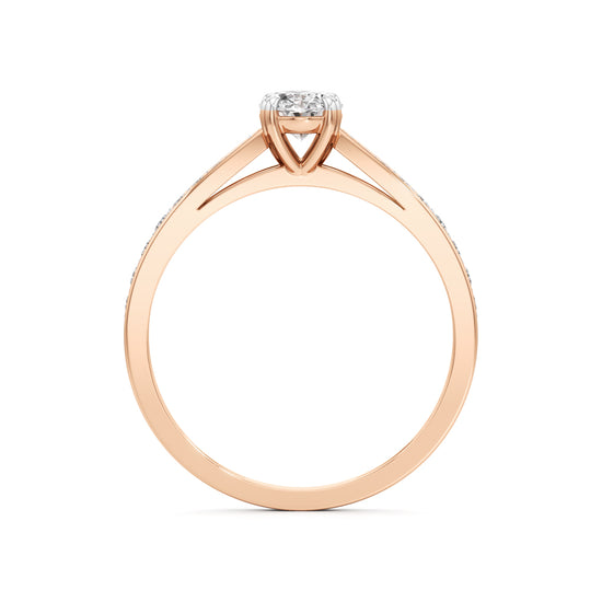 0.5Ct Oval Shape Office Wear Side Stone