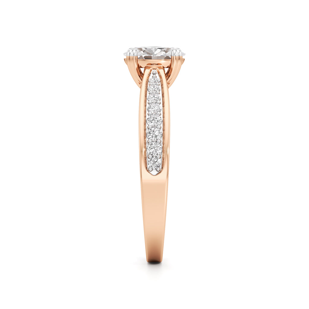 0.5Ct Oval Shape Office Wear Side Stone