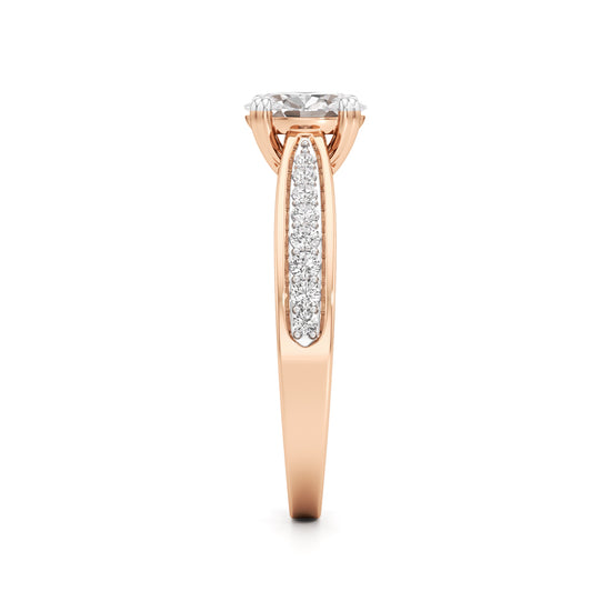 0.5Ct Oval Shape Office Wear Side Stone