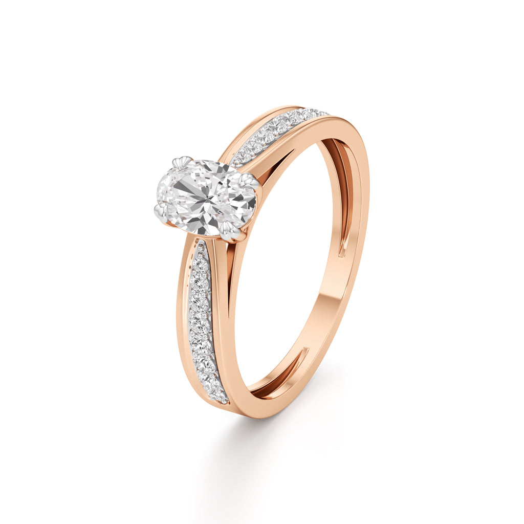 05Ct Oval Shape Office Wear Side Stone
