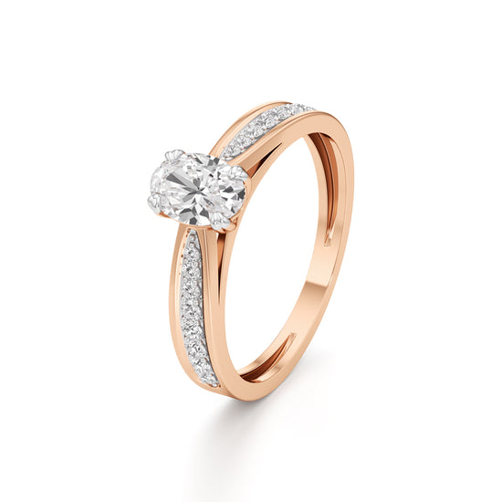 05Ct Oval Shape Office Wear Side Stone