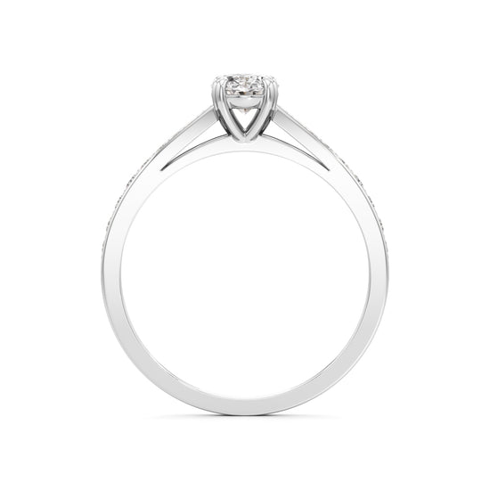 0.5Ct Oval Shape Office Wear Side Stone