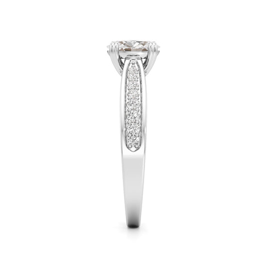 0.5Ct Oval Shape Office Wear Side Stone
