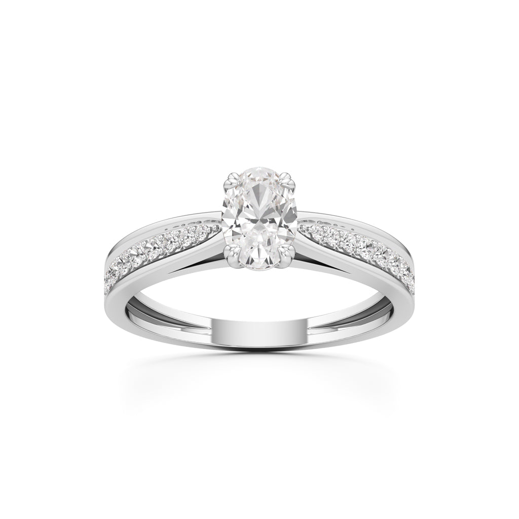 05Ct Oval Shape Office Wear Side Stone