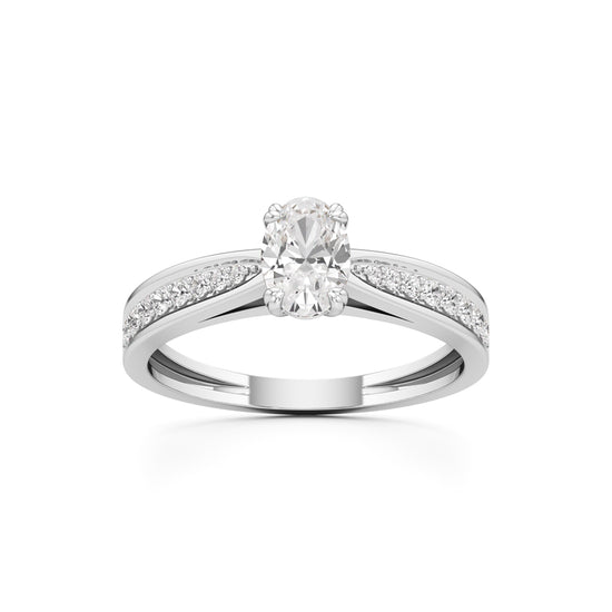 05Ct Oval Shape Office Wear Side Stone