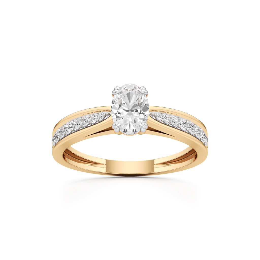 0.5Ct Oval Shape Office Wear Side Stone