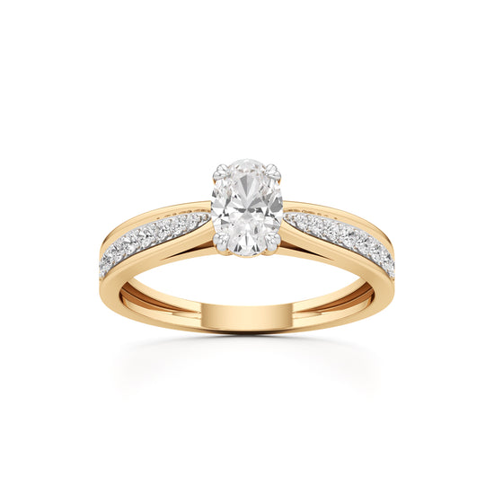 0.5Ct Oval Shape Office Wear Side Stone