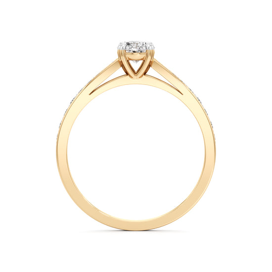 0.5Ct Oval Shape Office Wear Side Stone