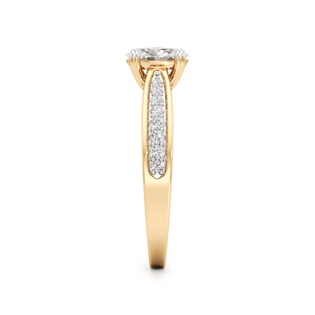 0.5Ct Oval Shape Office Wear Side Stone