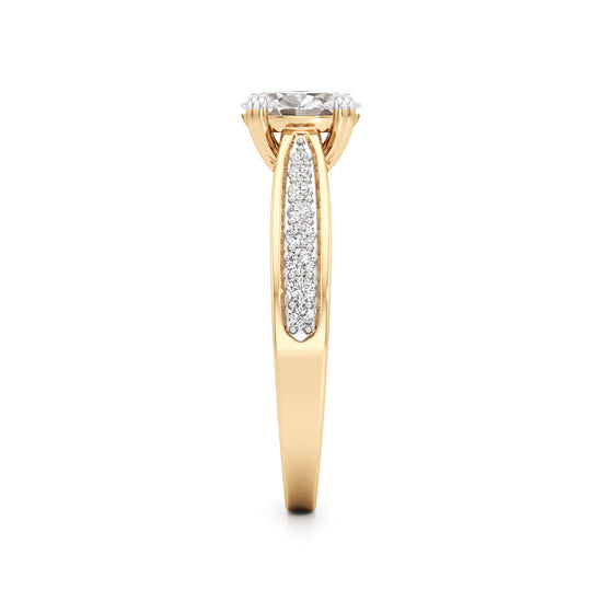 0.5Ct Oval Shape Office Wear Side Stone