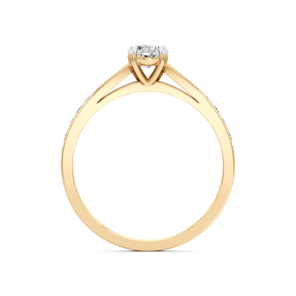 05Ct Oval Shape Office Wear Side Stone