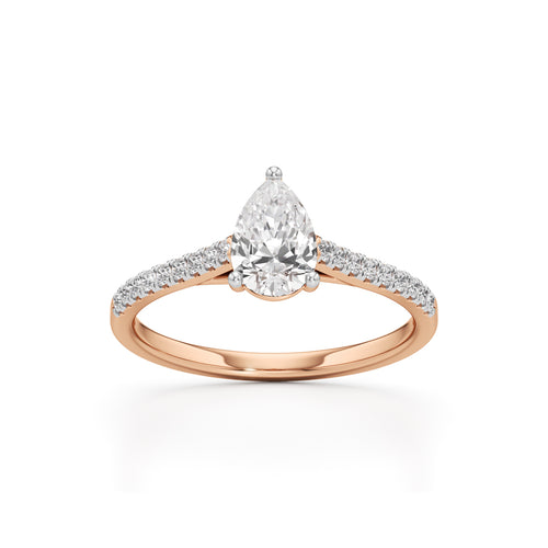 Teardrop Grace  071 Ct Pear Shape Side Stone Ring
