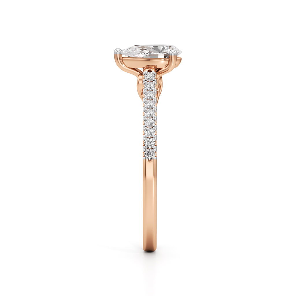 Teardrop Grace  071 Ct Pear Shape Side Stone Ring