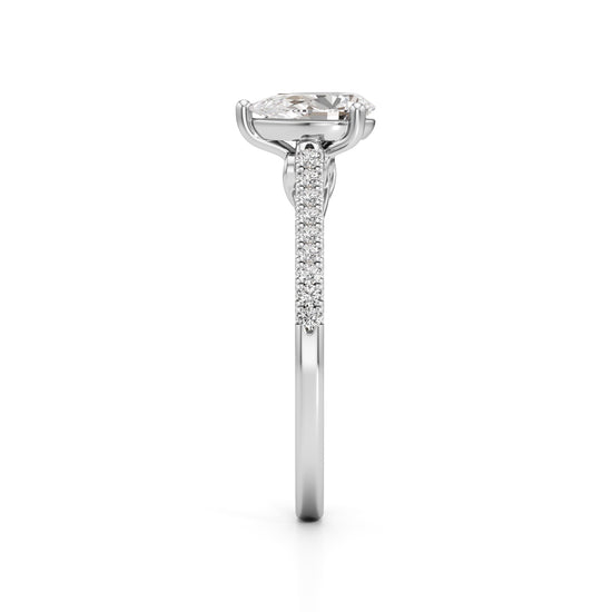 Teardrop Grace  071 Ct Pear Shape Side Stone Ring