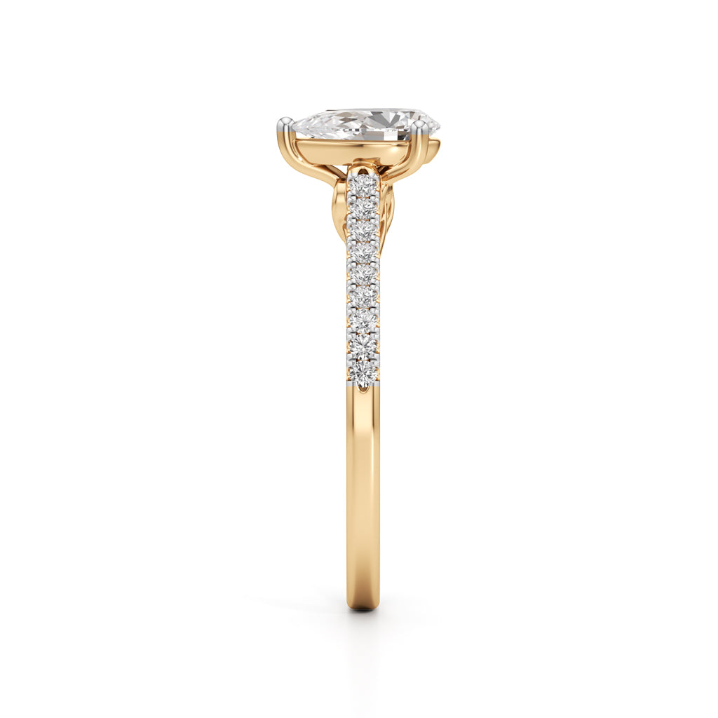 Teardrop Grace  071 Ct Pear Shape Side Stone Ring