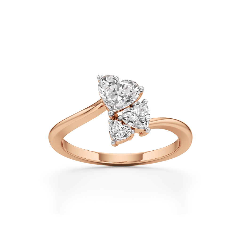TrioHearts Harmony – 3 Heart Diamond Cluster Ring