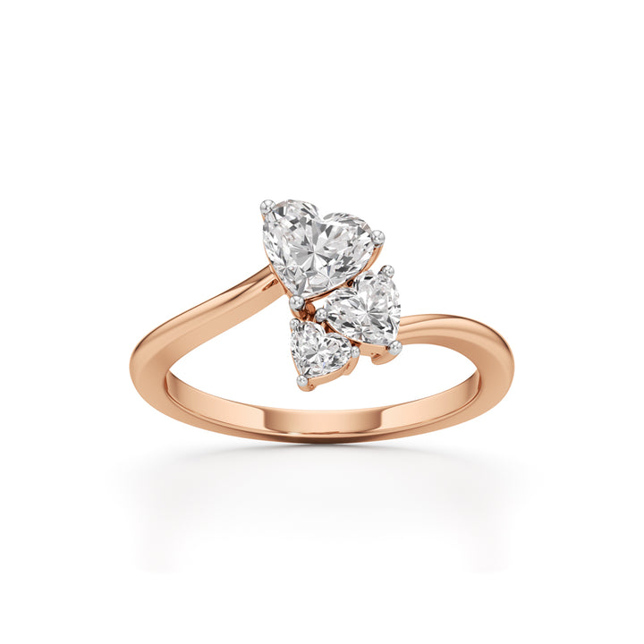 TrioHearts Harmony – 3 Heart Diamond Cluster Ring