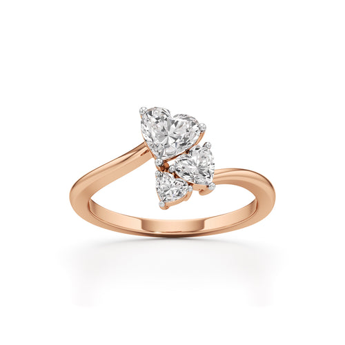 TrioHearts Harmony  3 Heart Diamond Cluster Ring