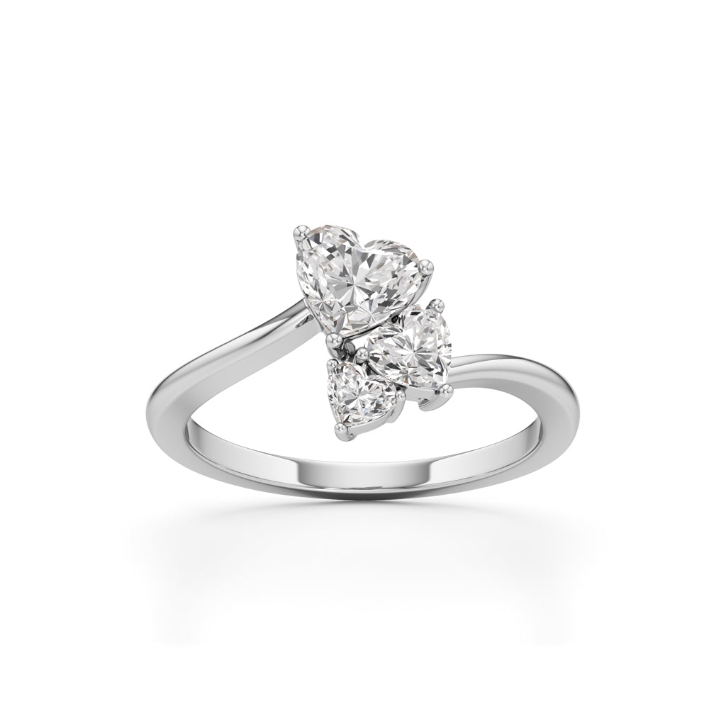 TrioHearts Harmony – 3 Heart Diamond Cluster Ring