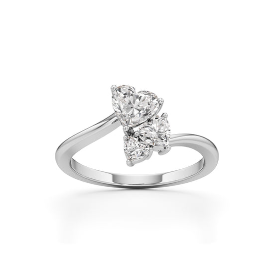 TrioHearts Harmony – 3 Heart Diamond Cluster Ring