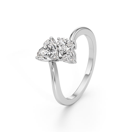 TrioHearts Harmony – 3 Heart Diamond Cluster Ring