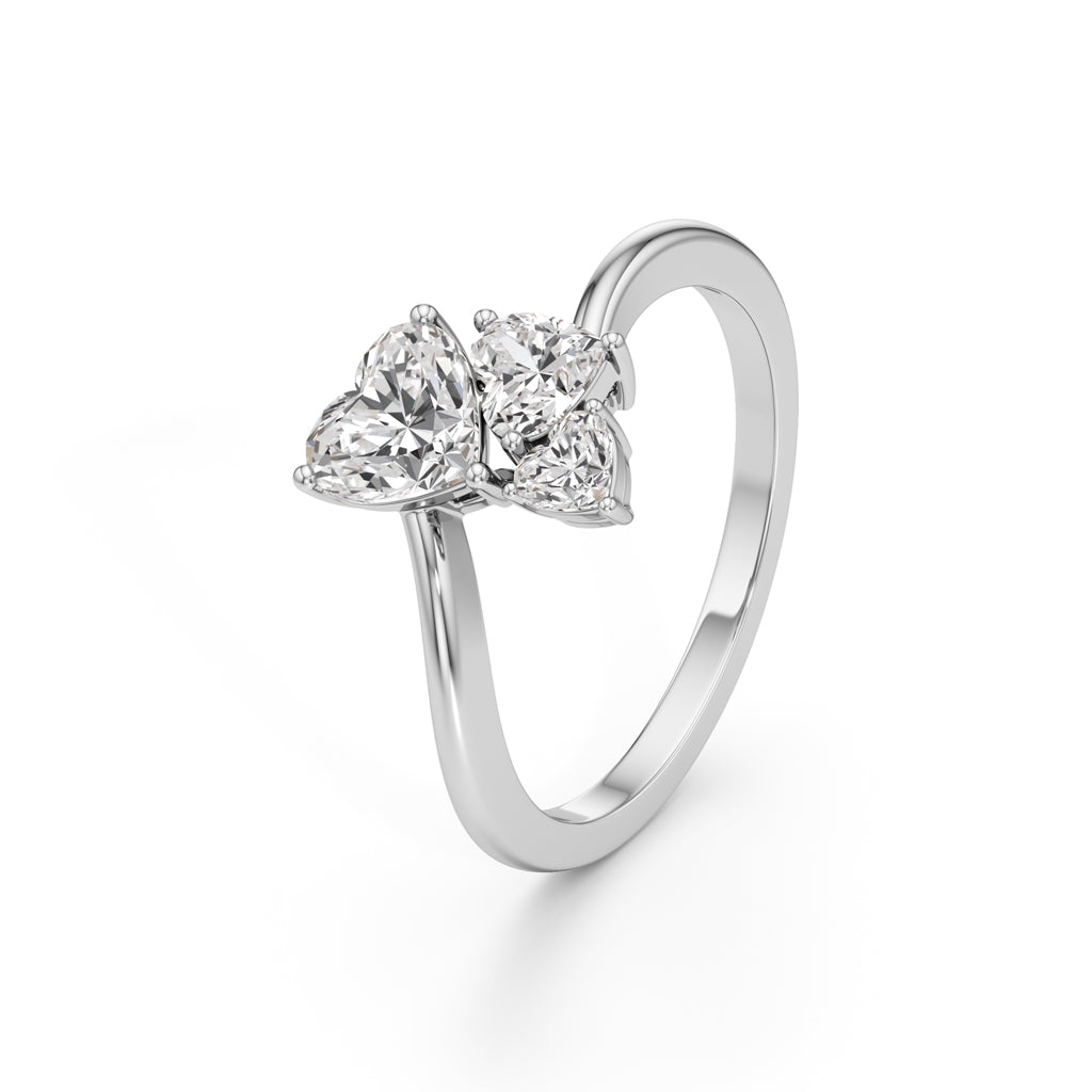 TrioHearts Harmony  3 Heart Diamond Cluster Ring