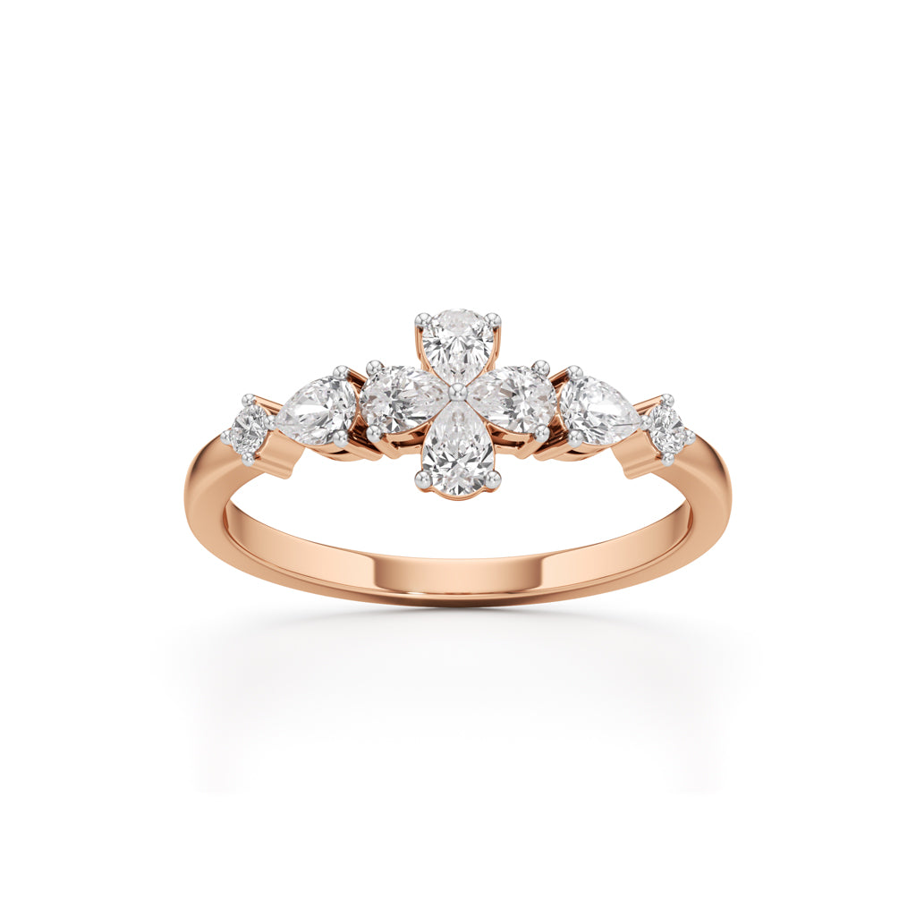 Golden Bloom Pear Diamond Ring
