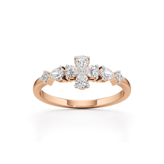 Golden Bloom Pear Diamond Ring