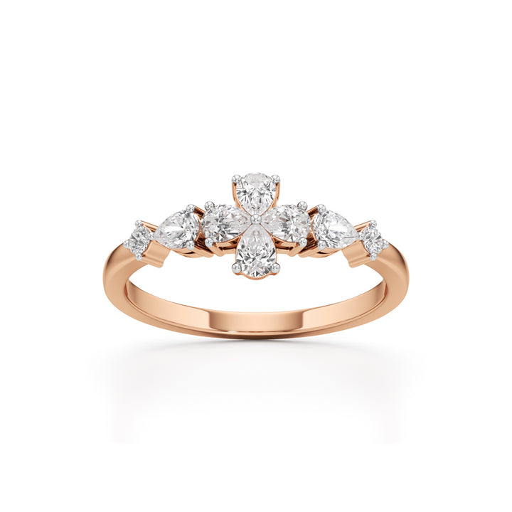 Golden Bloom Pear Diamond Ring