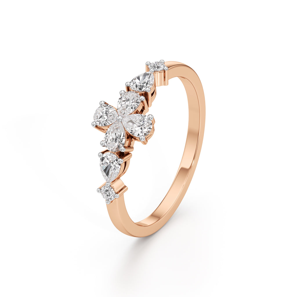 Golden Bloom Pear Diamond Ring