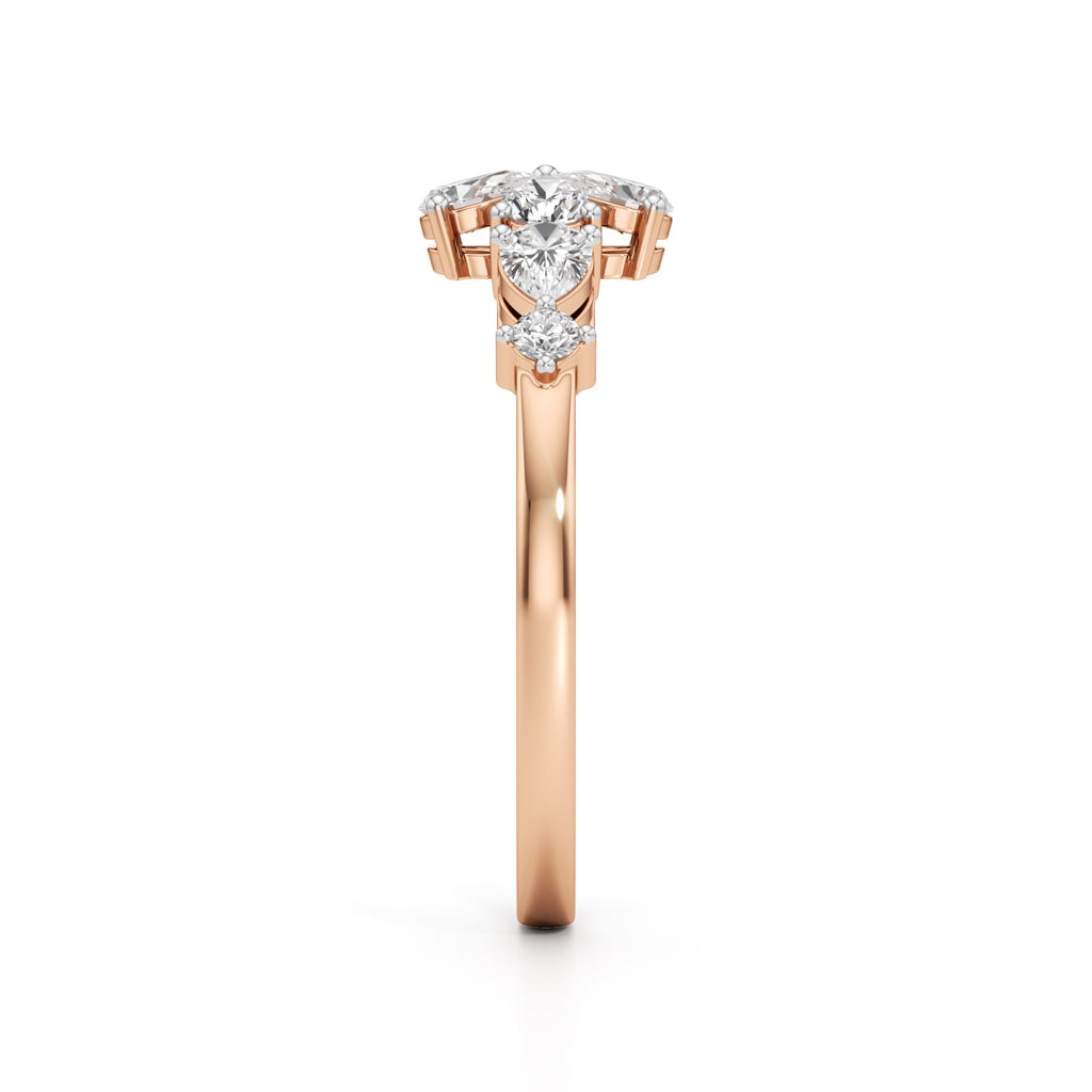 Golden Bloom Pear Diamond Ring