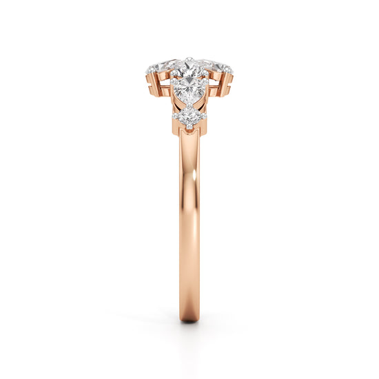 Golden Bloom Pear Diamond Ring