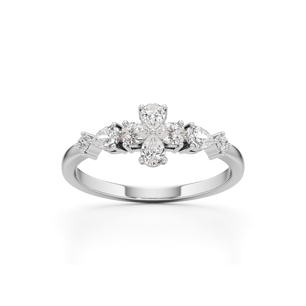 Golden Bloom Pear Diamond Ring