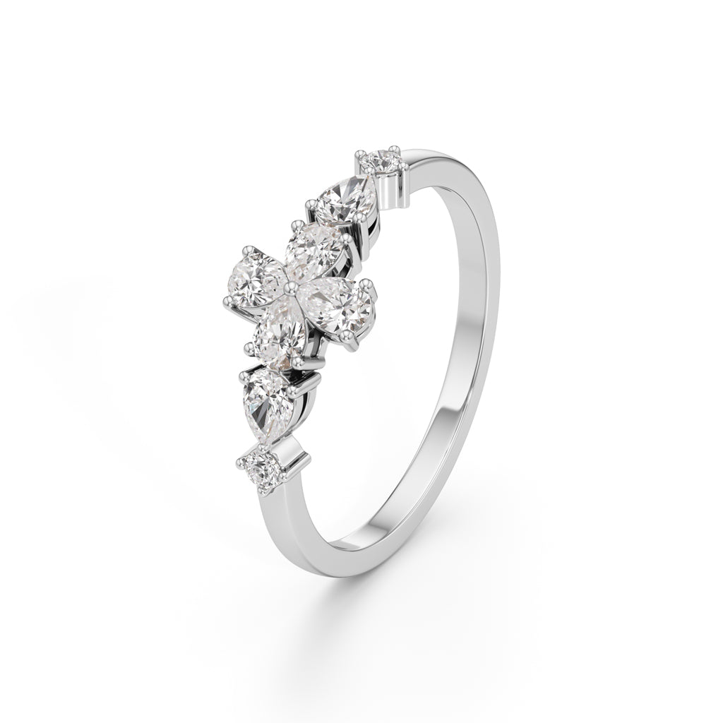 Golden Bloom Pear Diamond Ring