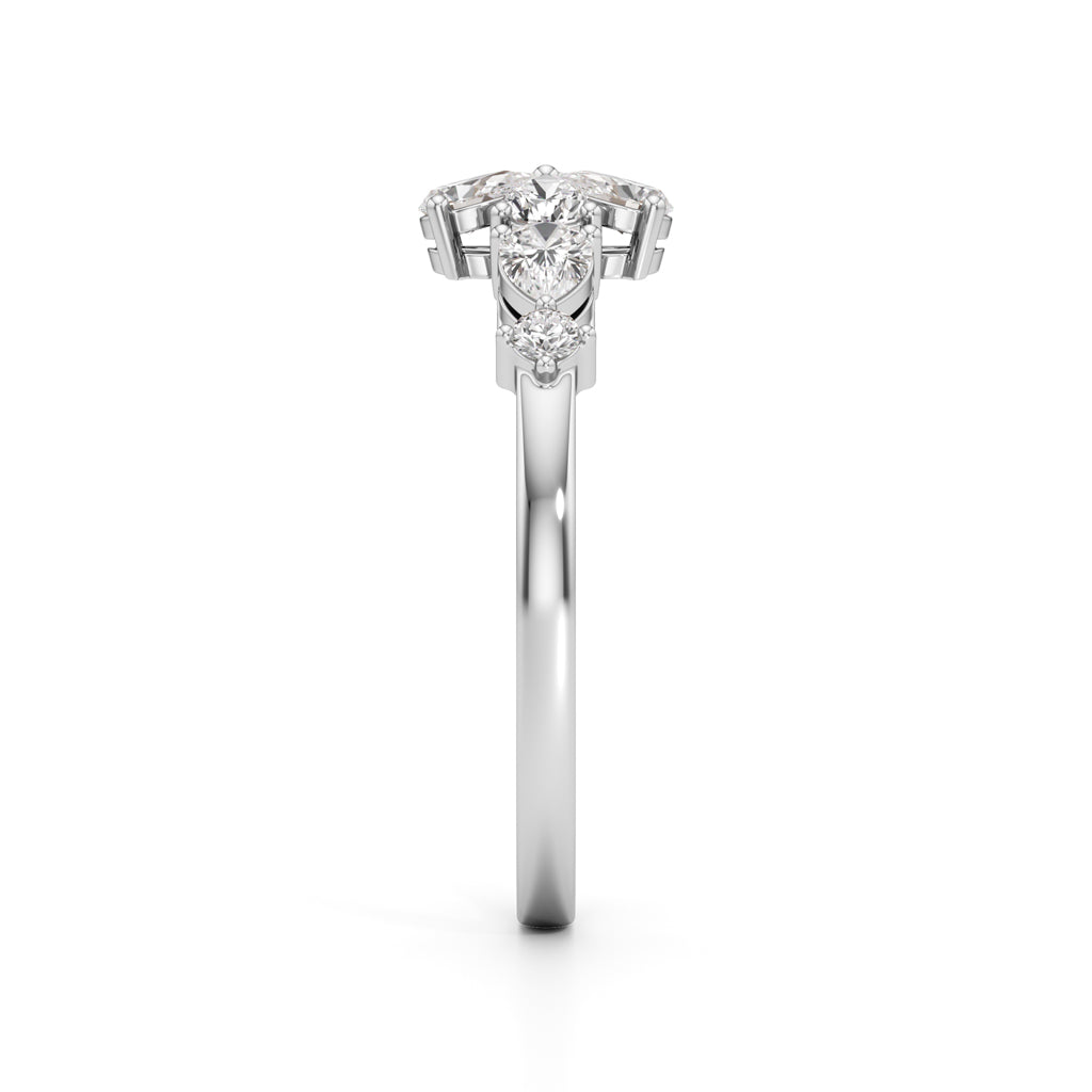 Golden Bloom Pear Diamond Ring