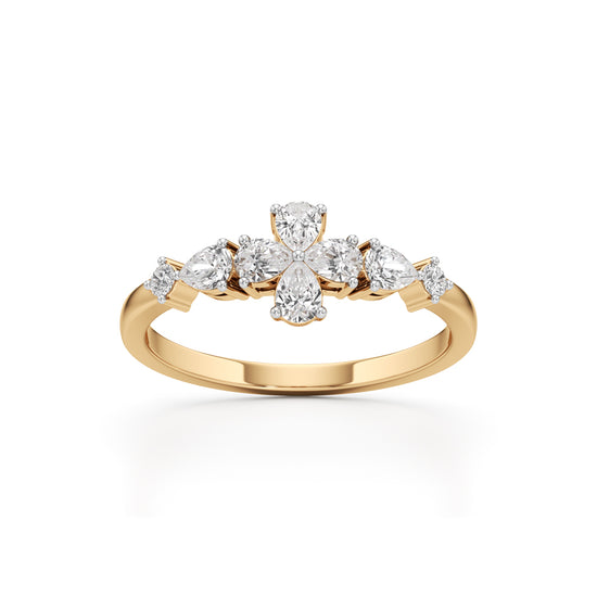 Golden Bloom Pear Diamond Ring