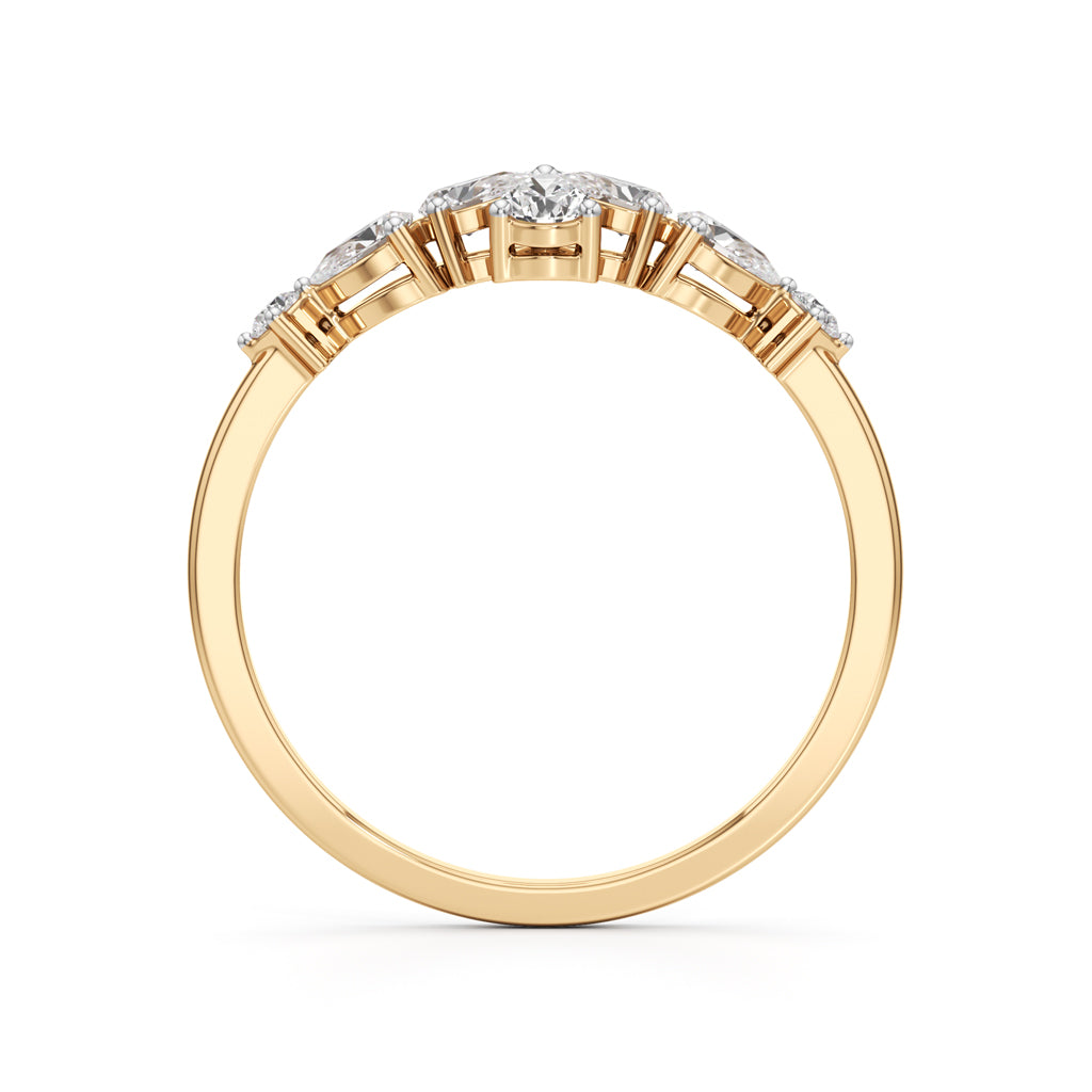 Golden Bloom Pear Diamond Ring