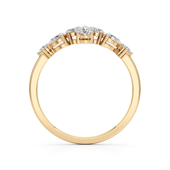 Golden Bloom Pear Diamond Ring