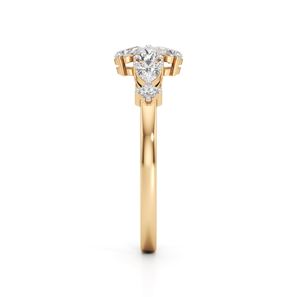 Golden Bloom Pear Diamond Ring