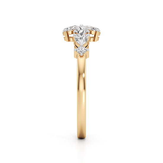 Golden Bloom Pear Diamond Ring