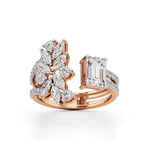 Regal Bloom Emerald Diamond Statement Ring