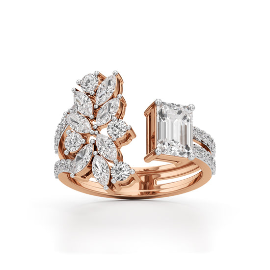 Regal Bloom Emerald Diamond Statement Ring